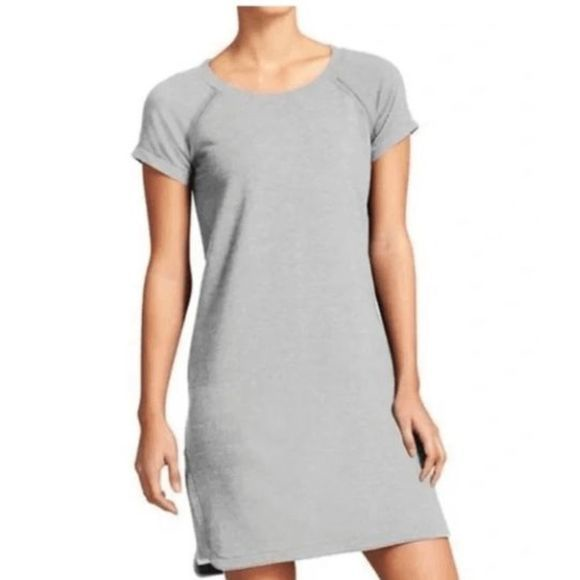 Athleta Gray Sweatshirt Short Sleeve Dress - Picture 1 of 4